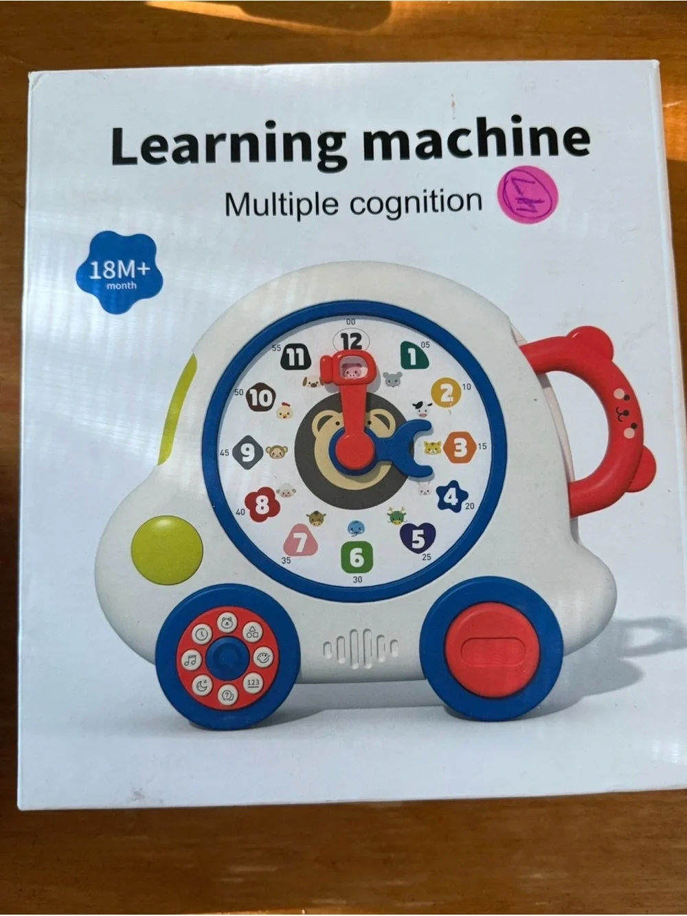 Learning Machine Kids Clock Toy - White with Blue & Red